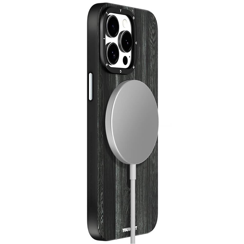 Apple iPhone 14 Pro Max Kılıf M-safe Şarj Özellikli Sararmaya Dayanıklı Youngkit Wood Forest Serisi Kapak