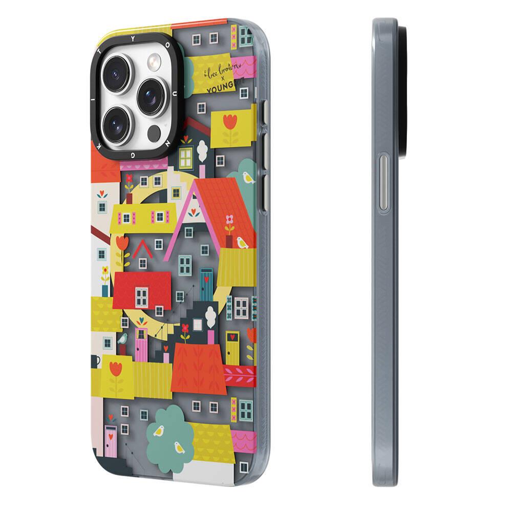 Apple iPhone 14 Pro Max Kılıf M-safe Şarj Özellikli Bee Brown Tasarımlı Youngkit Colorful Life Serisi Kapak