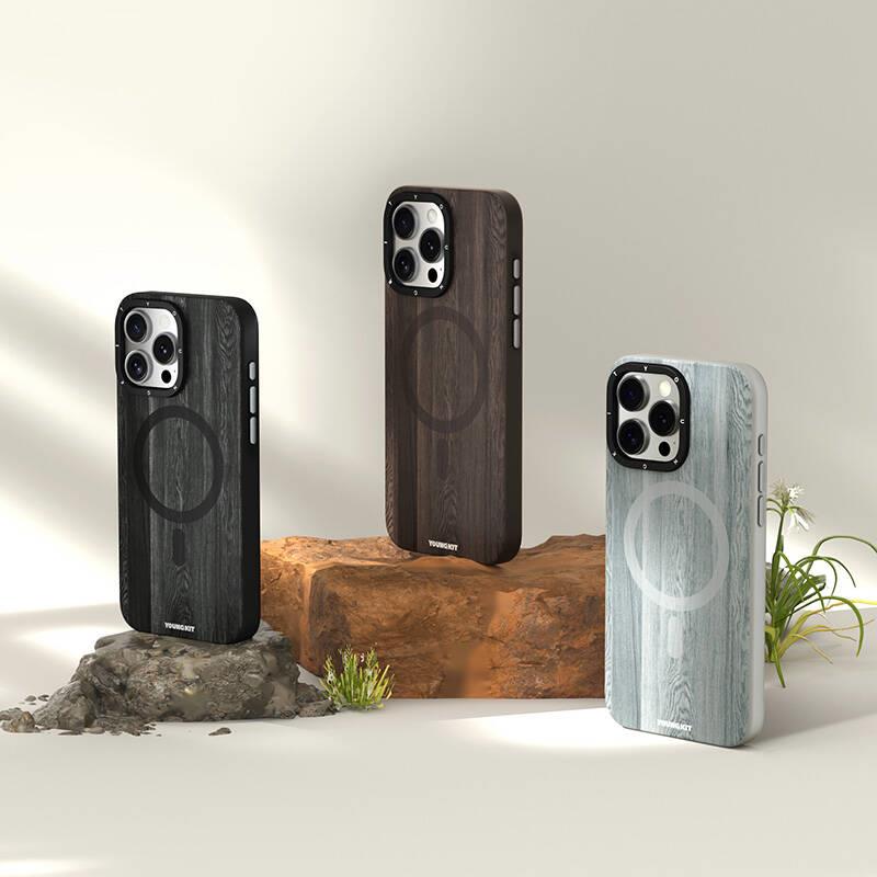 Apple iPhone 14 Pro Max Kılıf M-safe Şarj Özellikli Sararmaya Dayanıklı Youngkit Wood Forest Serisi Kapak