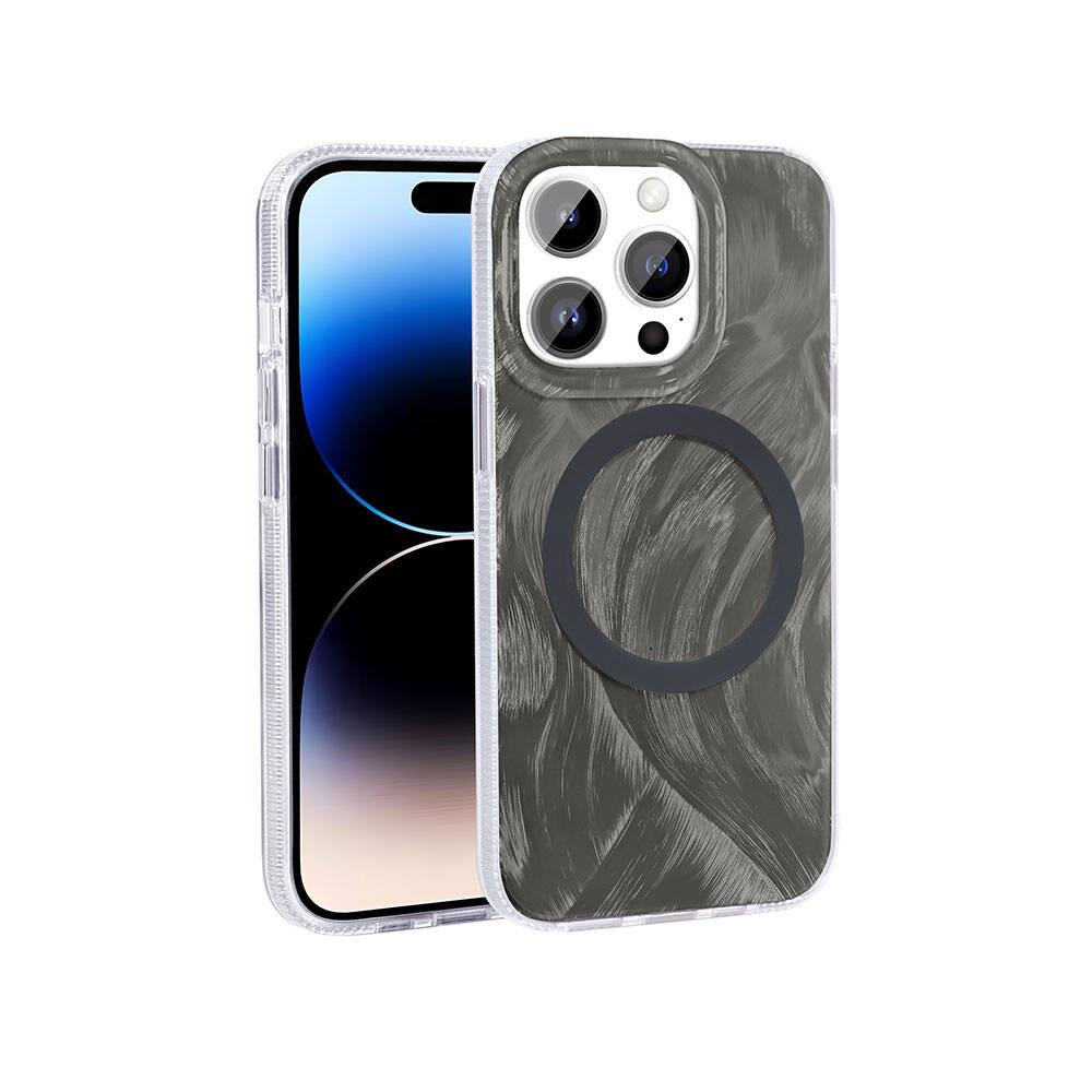 Apple iPhone 14 Pro Max Kılıf M-safe Şarj Özellikli Karbon Fiber Benks Montage Hybrid ArmorPro Kevlar Kapak