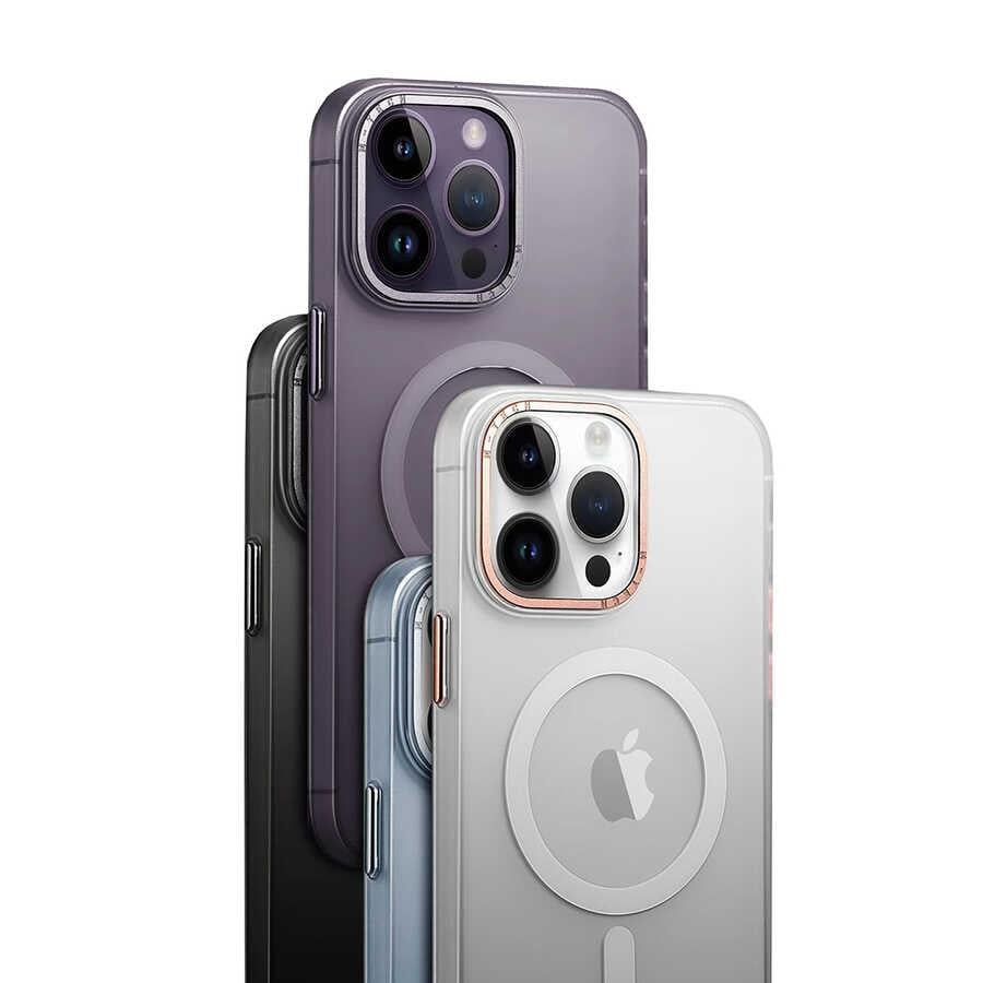 Apple iPhone 14 Pro Max Kılıf M-safe Şarj Özellikli Buzlu Sert PC Zore Tuval Kapak
