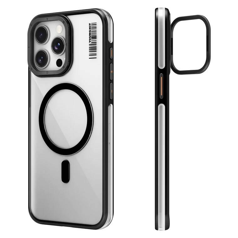 Apple iPhone 14 Pro Max Kılıf M-safe Şarj Özellikli Sararma Önleyici Youngkit Crystal Grid Kapak
