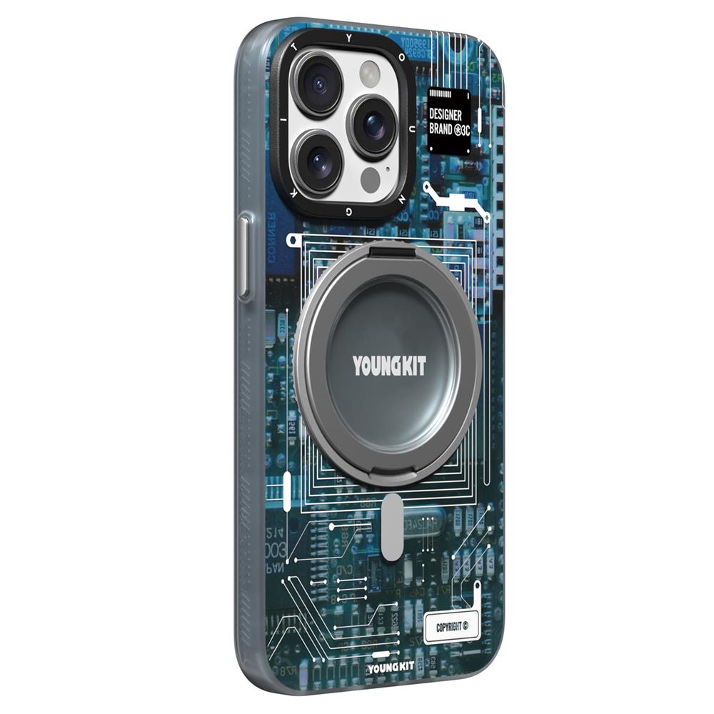 Apple iPhone 14 Pro Max Kılıf M-safe Şarj Özellikli Youngkit 360° Standlı Technology Serisi Kapak