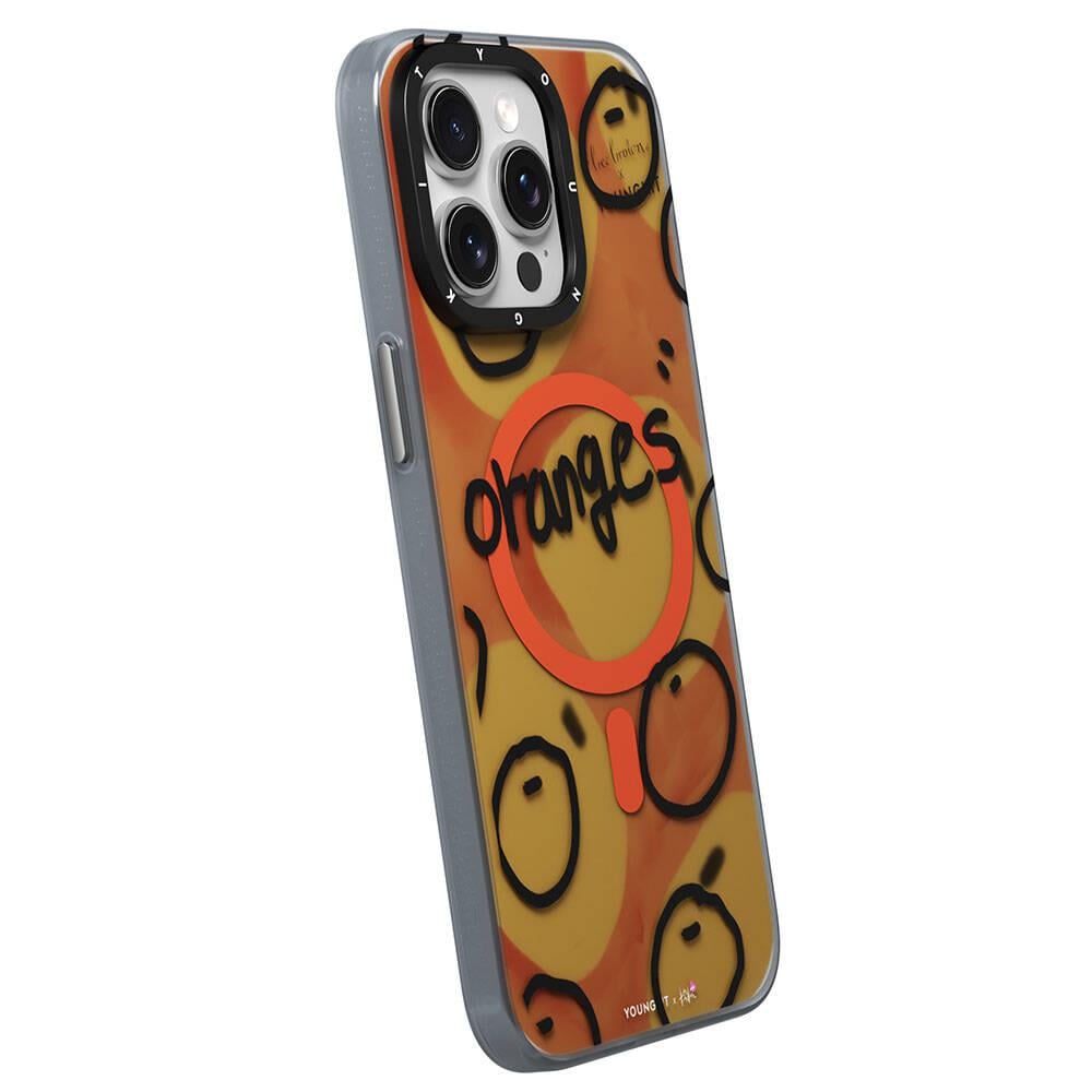 Apple iPhone 14 Pro Max Kılıf M-safe Şarj Özellikli Bee Brown Tasarımlı Youngkit Funny Serisi Kapak