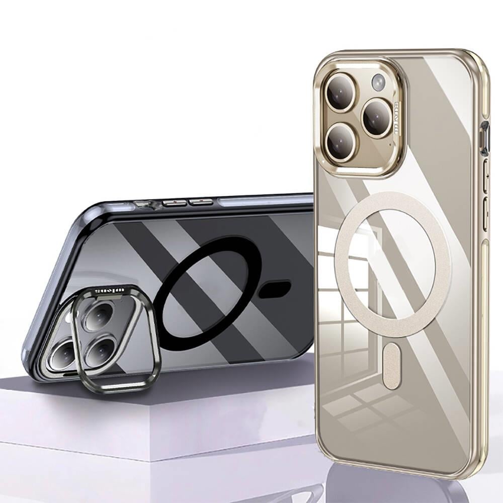 Apple iPhone 14 Pro Max Kılıf M-safe Şarj Özellikli Premium Cam Arka Yüzey Benks Electroplated Kapak
