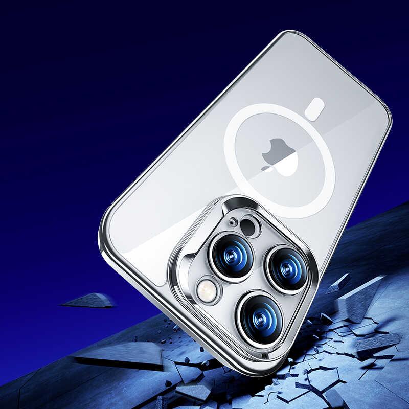 Apple iPhone 14 Pro Max Kılıf M-safe Şarj Özellikli Premium Cam Arka Yüzey Benks Electroplated Kapak