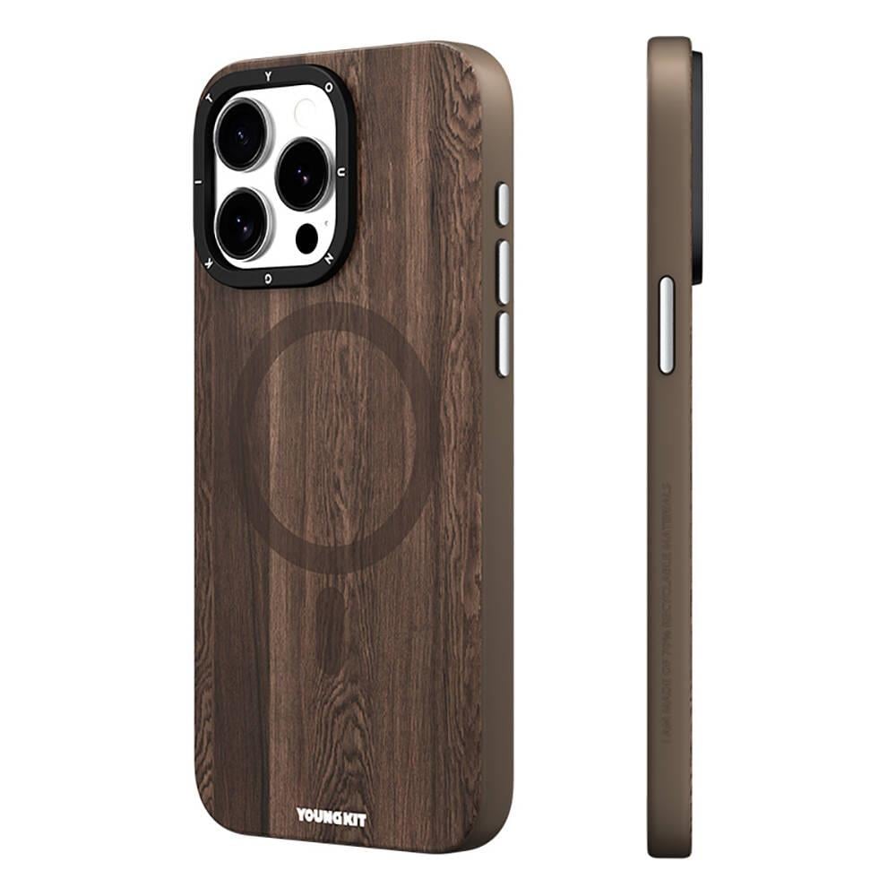 Apple iPhone 14 Pro Max Kılıf M-safe Şarj Özellikli Sararmaya Dayanıklı Youngkit Wood Forest Serisi Kapak