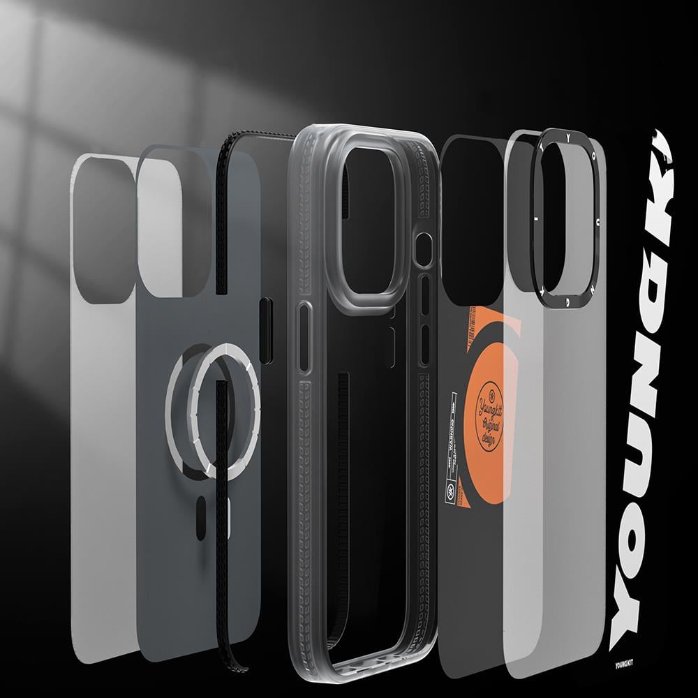 Apple iPhone 14 Pro Max Kılıf M-safe Şarj Özellikli Youngkit Binfen Serisi Yazı Temalı Kapak