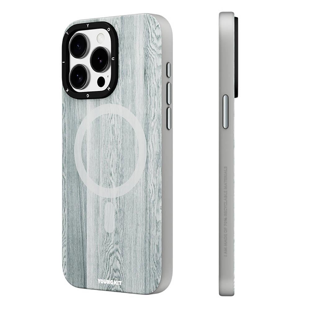 Apple iPhone 14 Pro Max Kılıf M-safe Şarj Özellikli Sararmaya Dayanıklı Youngkit Wood Forest Serisi Kapak