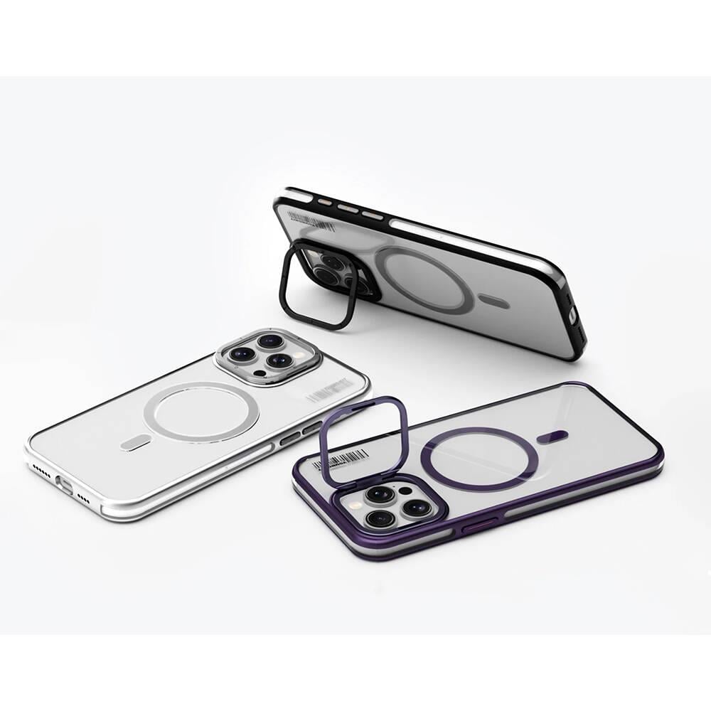 Apple iPhone 14 Pro Max Kılıf M-safe Şarj Özellikli Sararma Önleyici Youngkit Crystal Grid Kapak