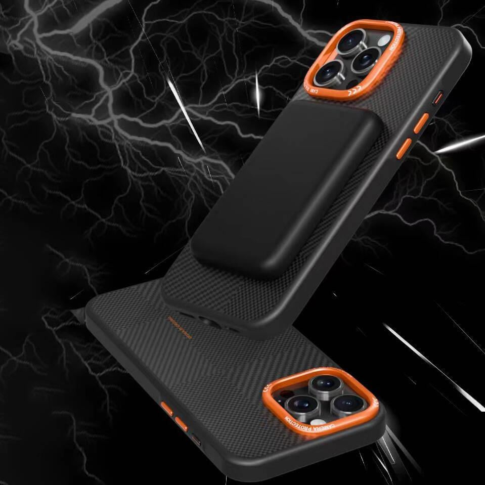 Apple iPhone 14 Pro Max Kılıf M-safe Şarj Özellikli Karbon Fiber Görünümlü Zore Kamp Kapak