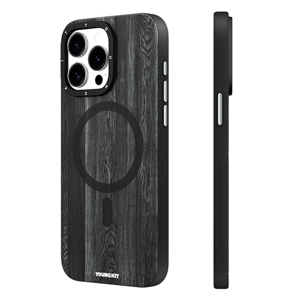 Apple iPhone 14 Pro Max Kılıf M-safe Şarj Özellikli Sararmaya Dayanıklı Youngkit Wood Forest Serisi Kapak