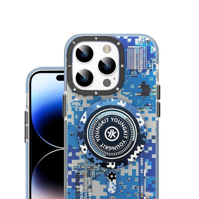 Apple iPhone 14 Pro Max Kılıf M-safe Şarj Özellikli YoungKit Kamuflaj Serisi Kapak