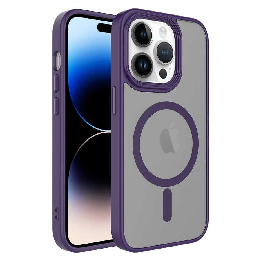 Apple iPhone 14 Pro Max Kılıf Mat Arka Yüzey Wireless Şarj Özellikli Zore Flet M-safe Kapak