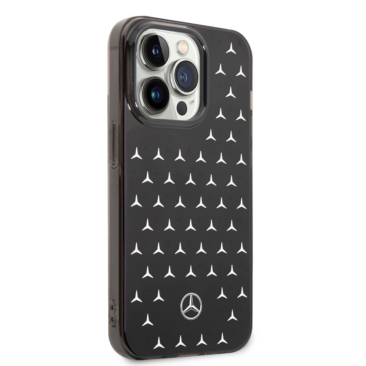 Apple iPhone 14 Pro Max Kılıf Mercedes Benz Çift Katmanlı Yıldız Desenli Dizayn Kapak
