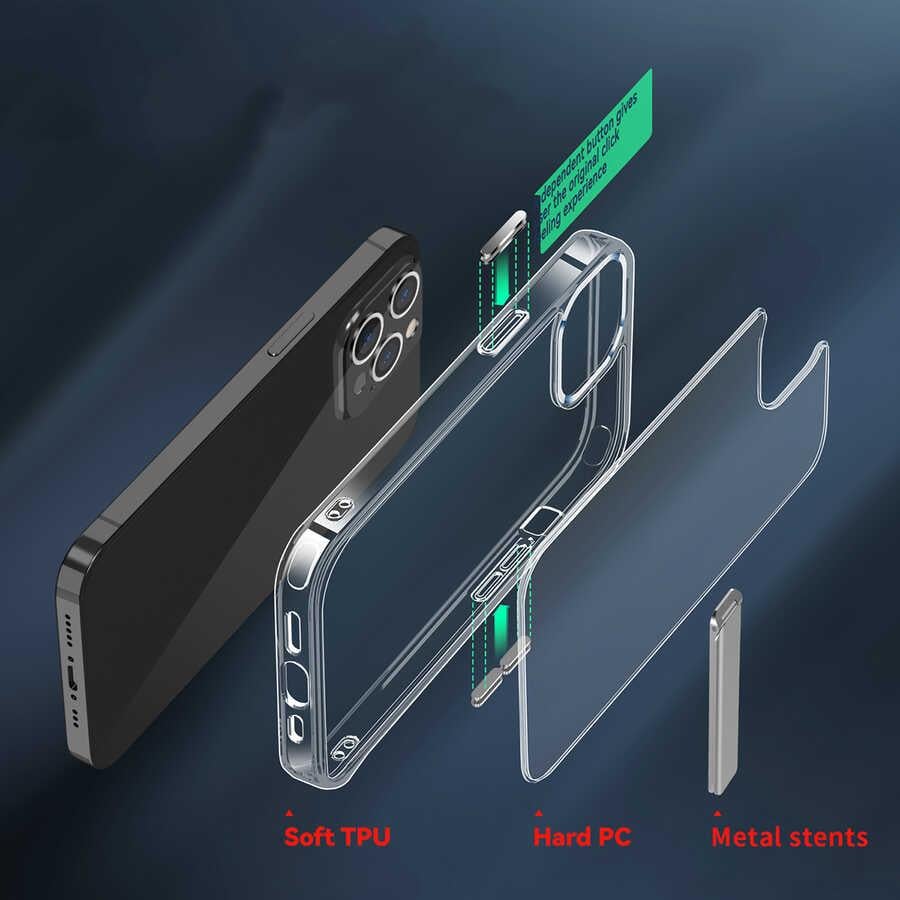 Apple iPhone 14 Pro Max Kılıf Standlı Şeffaf Silikon Zore L-Stand Kapak