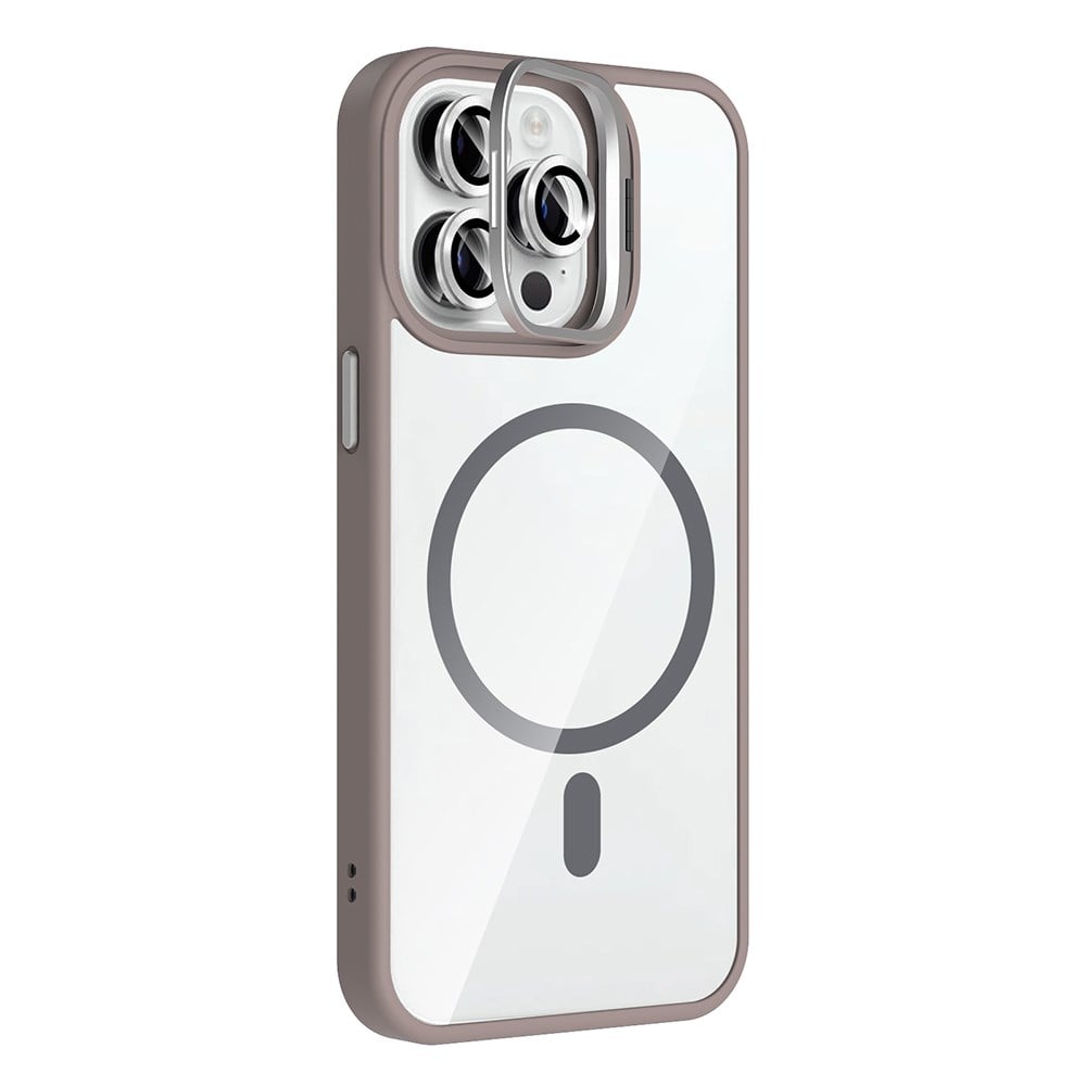 Apple iPhone 14 Pro Max Kılıf Standlı ve Kamera Lens Hediyeli M-Safe Şarj Özellikli Zore Etro Kapak
