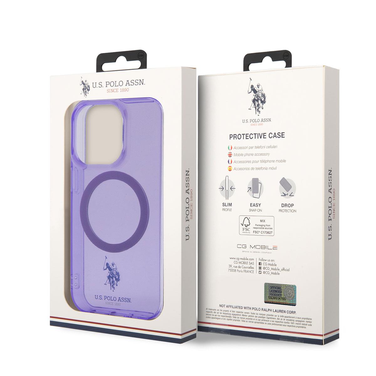 Apple iPhone 14 Pro Max Kılıf U.S. POLO ASSN. M-safe Şarj Özellikli Transparan Tasarım Kapak