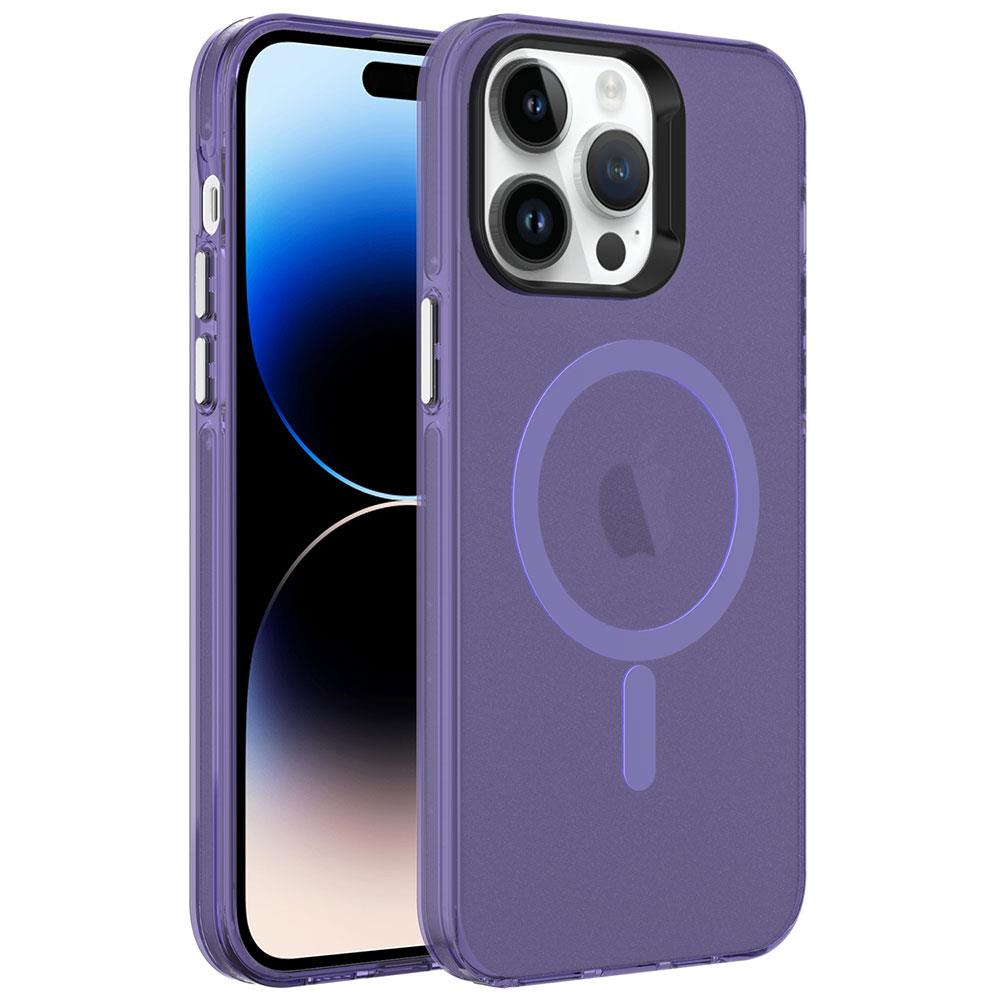 Apple iPhone 14 Pro Max Kılıf Zore M-safe Şarj Özellikli Buzlu Transparan C-Pro Sert Kapak