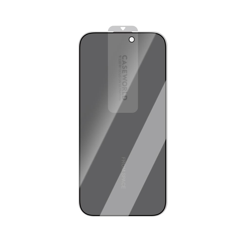 Apple iPhone 15 CaseWorld Crystal Shadow Serisi Safir Coating 0.15mm 3D Privacy Temperli Cam Ekran Koruyucu