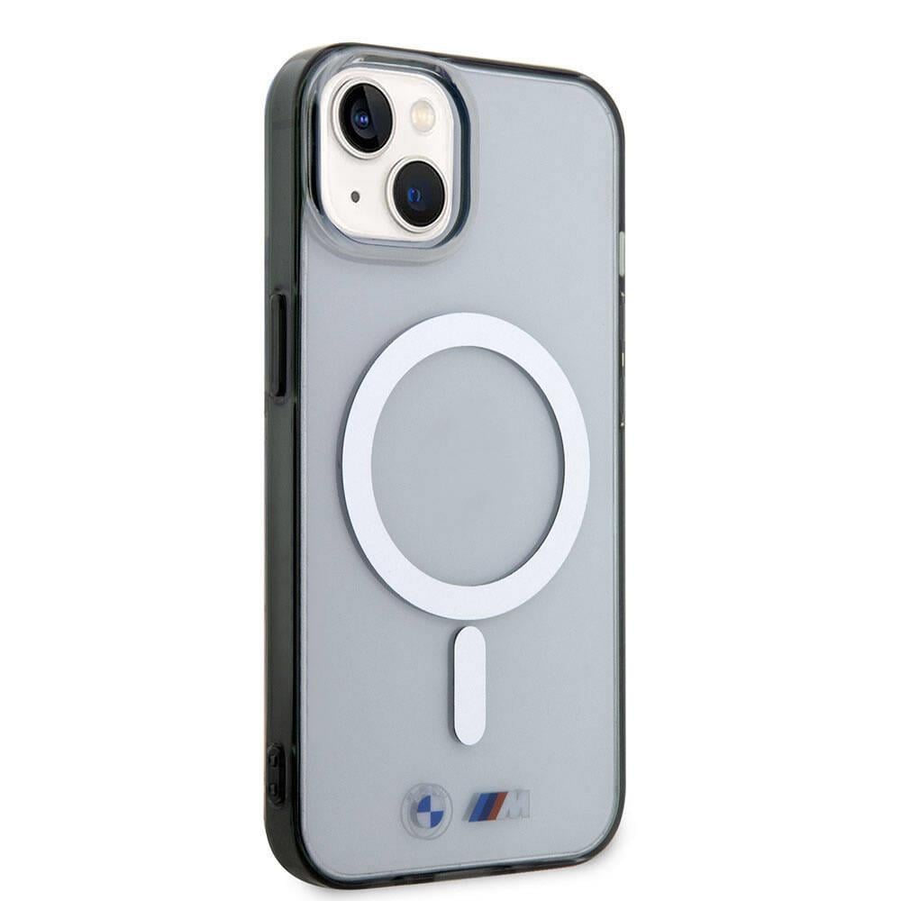 Apple iPhone 15 Kılıf BMW M-safe Şarj Özellikli Transparan Silver Ring Orjinal Lisanslı Kapak