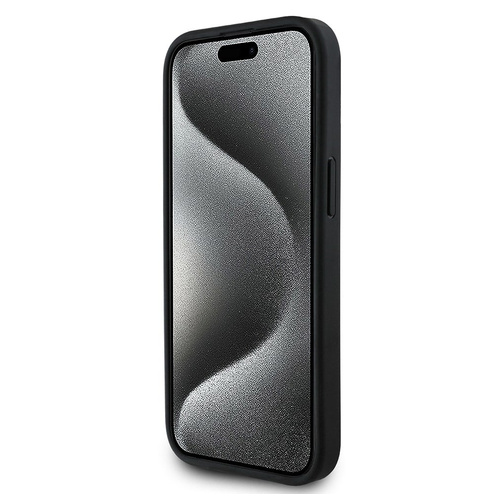 Apple iPhone 15 Kılıf BMW Orjinal Lisanslı Karbon Fiber Tasarımlı ve Metal Logolu PU Deri Kapak