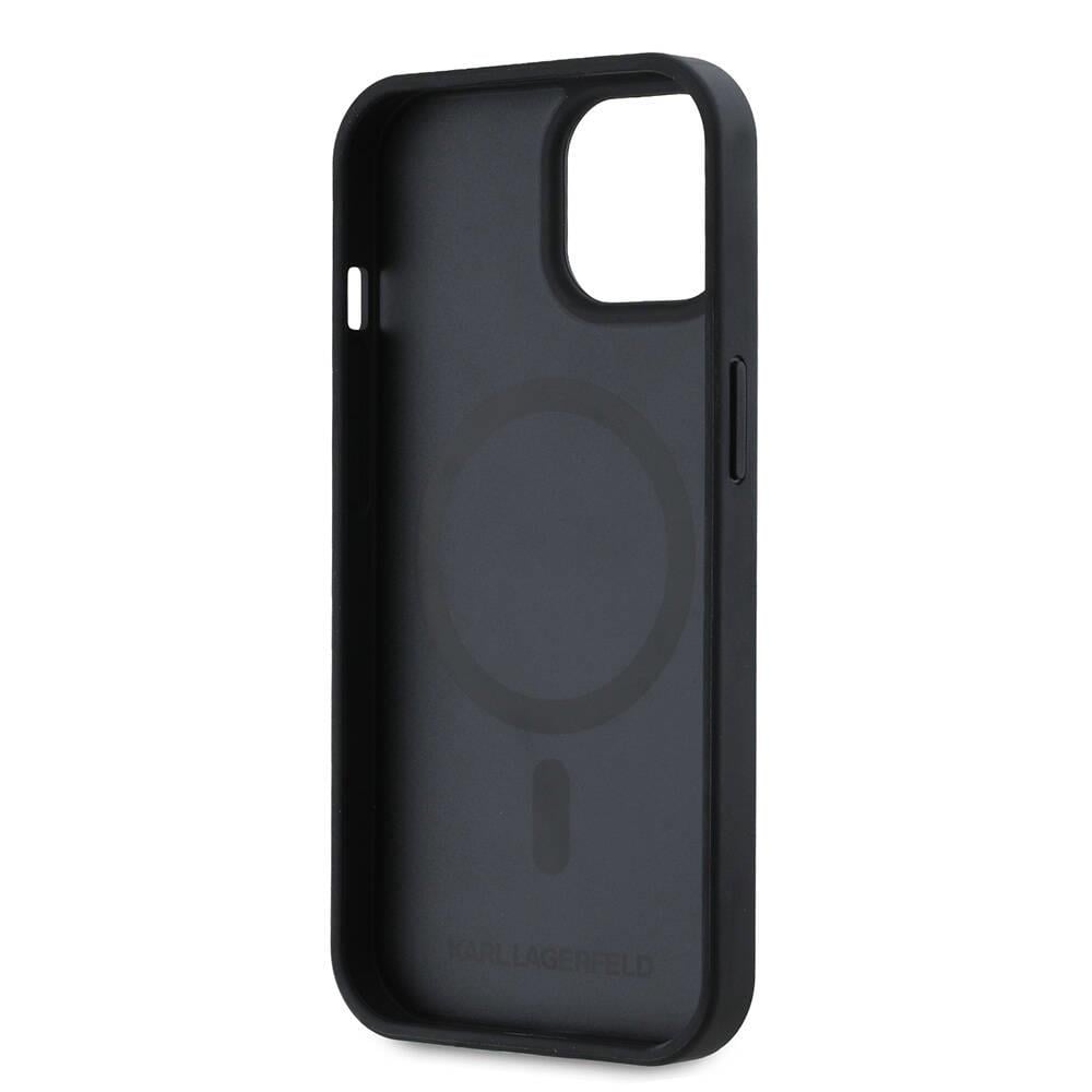 Apple iPhone 15 Kılıf Karl Lagerfeld Orjinal Lisanslı M-safe Şarj Özellikli KL Yazılı Hot Stamp Kapak