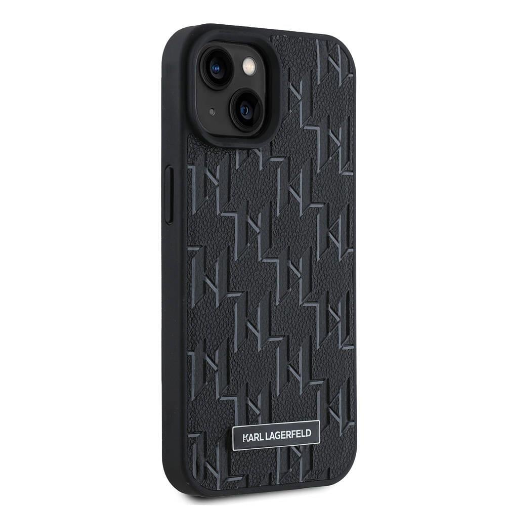 Apple iPhone 15 Kılıf Karl Lagerfeld Orjinal Lisanslı M-safe Şarj Özellikli KL Yazılı Hot Stamp Kapak