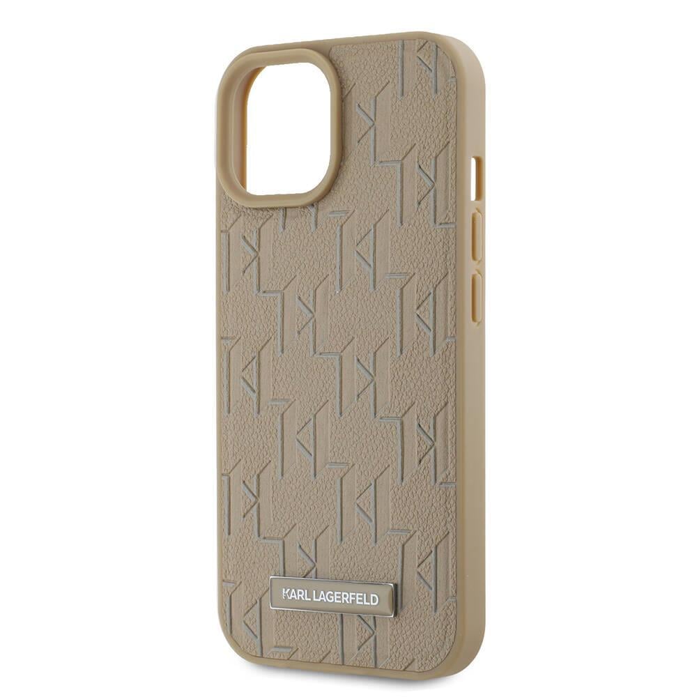 Apple iPhone 15 Kılıf Karl Lagerfeld Orjinal Lisanslı M-safe Şarj Özellikli KL Yazılı Hot Stamp Kapak