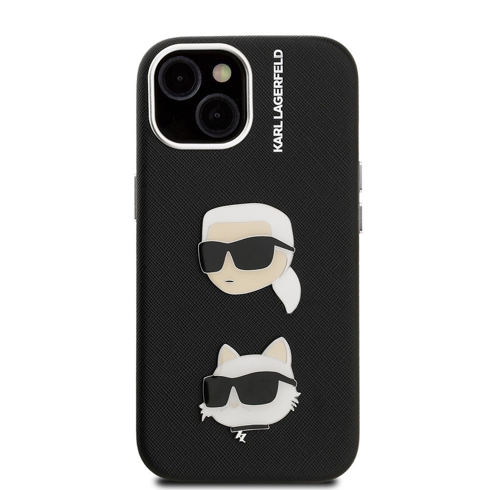 Apple iPhone 15 Kılıf Karl Lagerfeld Orjinal Lisanslı K&C Heads Pin Kapak