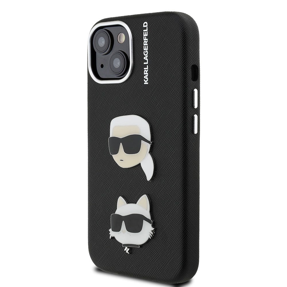 Apple iPhone 15 Kılıf Karl Lagerfeld Orjinal Lisanslı K&C Heads Pin Kapak