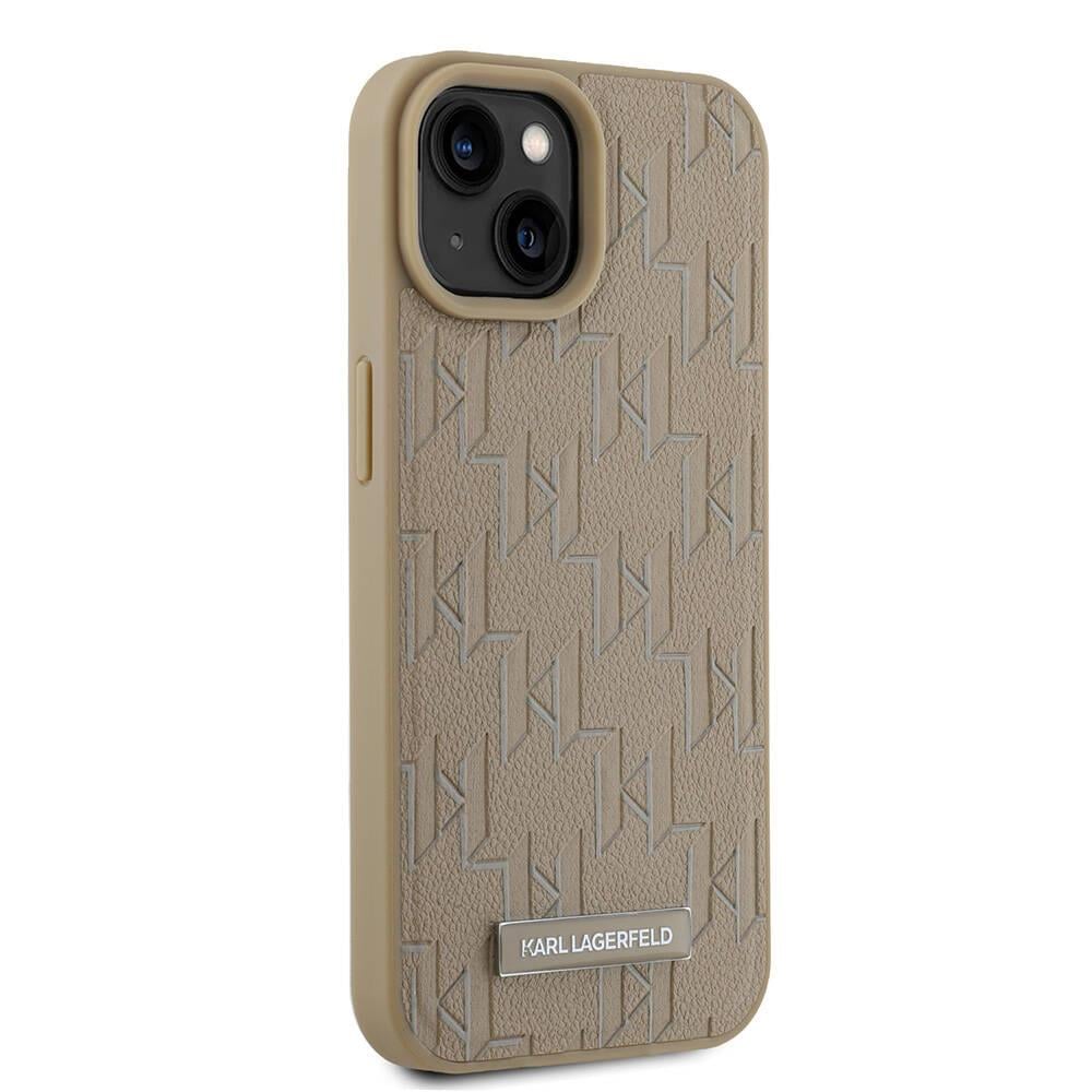 Apple iPhone 15 Kılıf Karl Lagerfeld Orjinal Lisanslı M-safe Şarj Özellikli KL Yazılı Hot Stamp Kapak