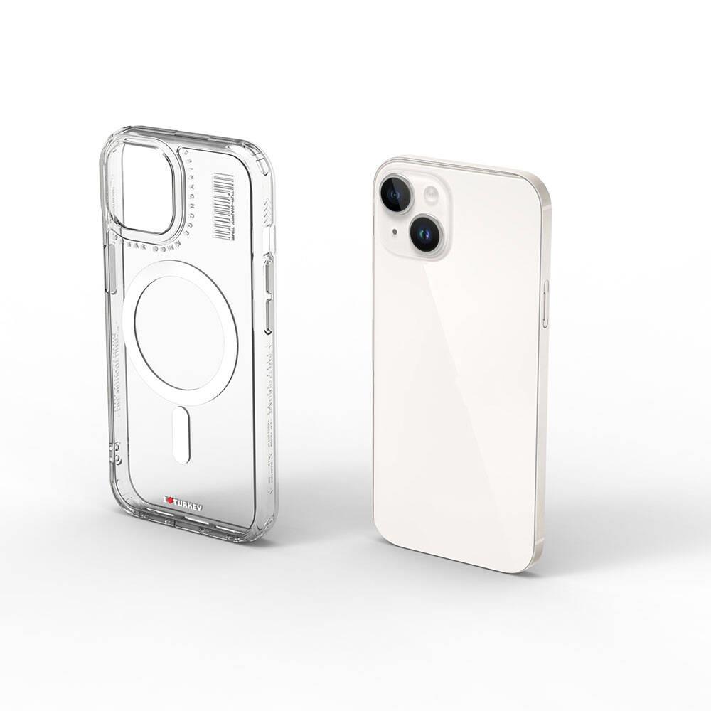 Apple iPhone 15 Kılıf M-safe Şarj Özellikli Şeffaf Transparan Wiwu Turkey D Serisi Kapak