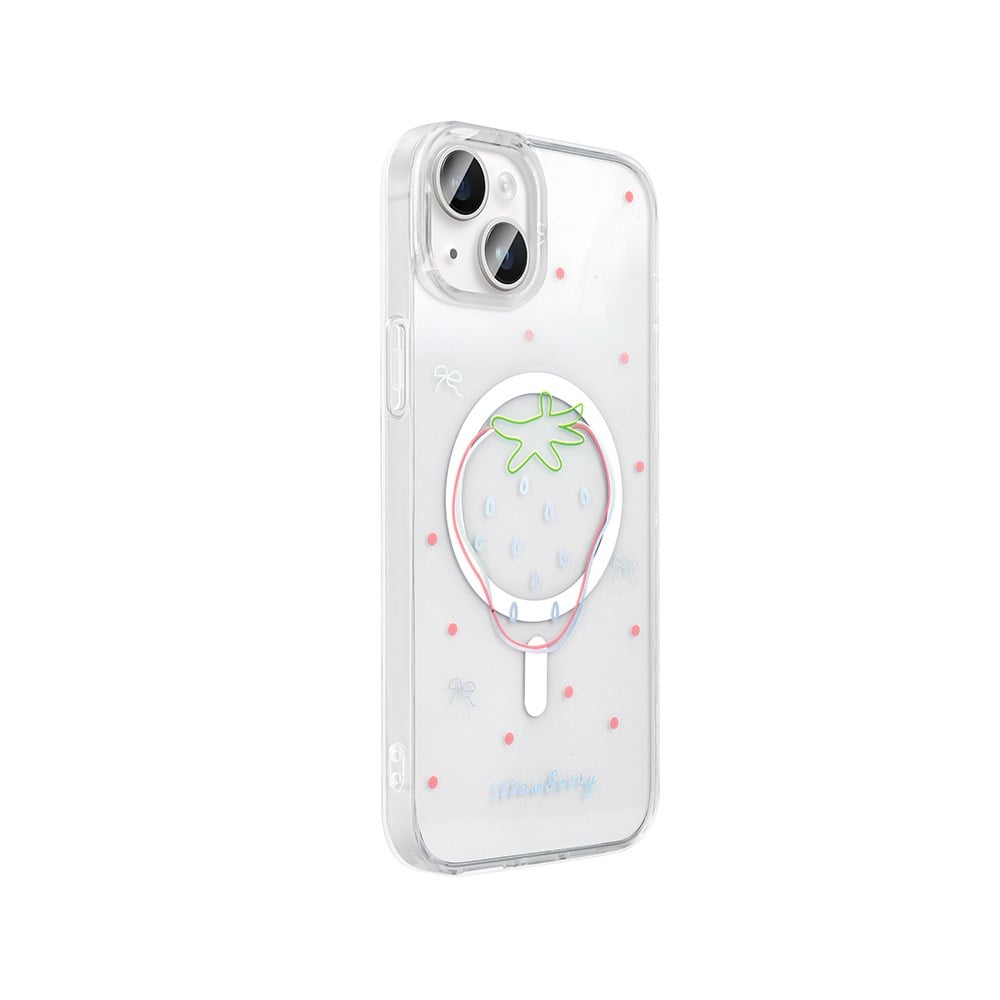 Apple iPhone 15 Kılıf M-Safe Şarj Özellikli Şeffaf Zore Folk Sert Kapak