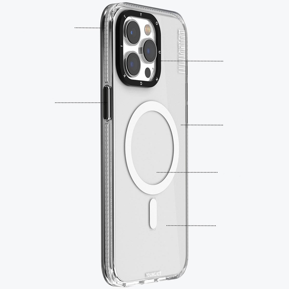Apple iPhone 15 Kılıf M-safe Şarj Özellikli YoungKit Crystal Color Serisi Kapak