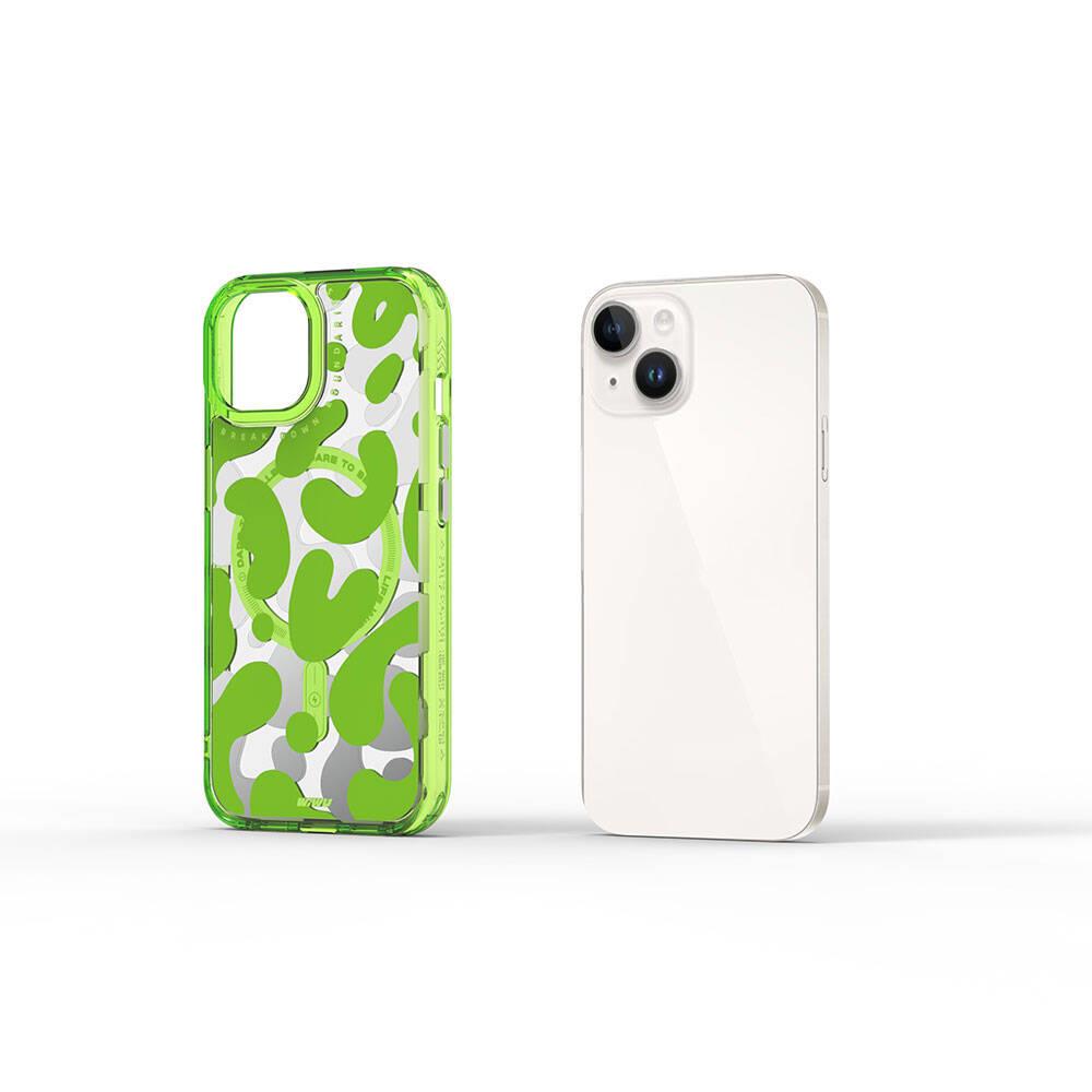 Apple iPhone 15 Kılıf M-safe Şarj Özellikli Boya Desenli Wiwu Fluorescent G Serisi Kapak