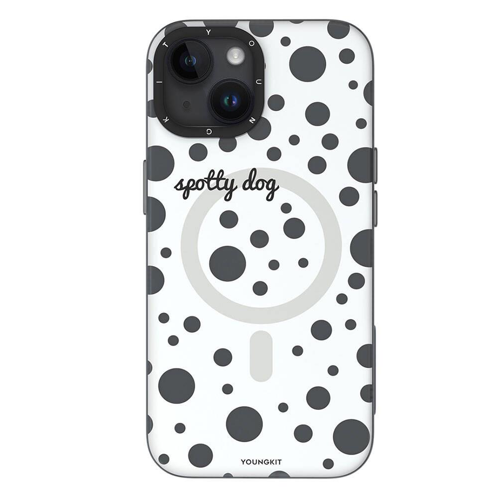 Apple iPhone 15 Kılıf M-safe Şarj Özellikli Polka Dot Desenli Youngkit Spots Serisi Kapak