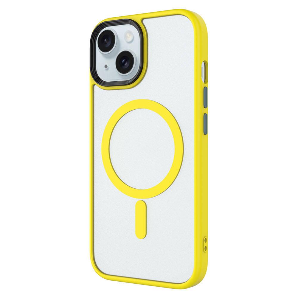 Apple iPhone 15 Kılıf Mat Arka Yüzey Wireless Şarj Özellikli Zore Flet M-safe Kapak