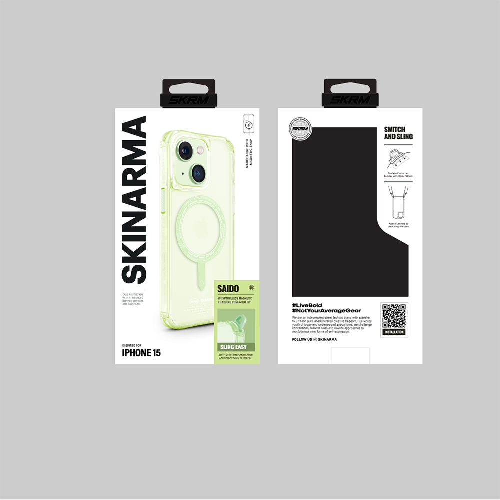 Apple iPhone 15 Kılıf SkinArma Şeffaf Airbag Tasarımlı M-safe Şarj Özellikli Saido Kapak