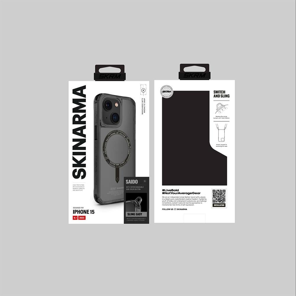 Apple iPhone 15 Kılıf SkinArma Şeffaf Airbag Tasarımlı M-safe Şarj Özellikli Saido Kapak