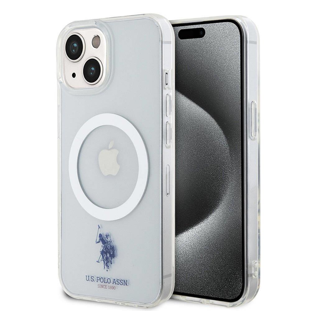 Apple iPhone 15 Kılıf U.S. Polo Assn. Orjinal Lisanslı M-safe Şarj Özellikli Transparan Tasarım Kapak