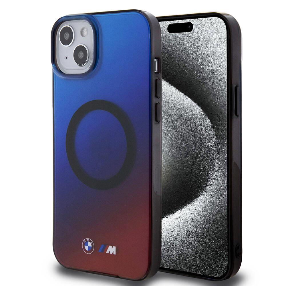Apple iPhone 15 Plus Kılıf BMW M-safe Şarj Özellikli Transparan Renk Geçişli Dizayn Orjinal Lisanslı Kapak