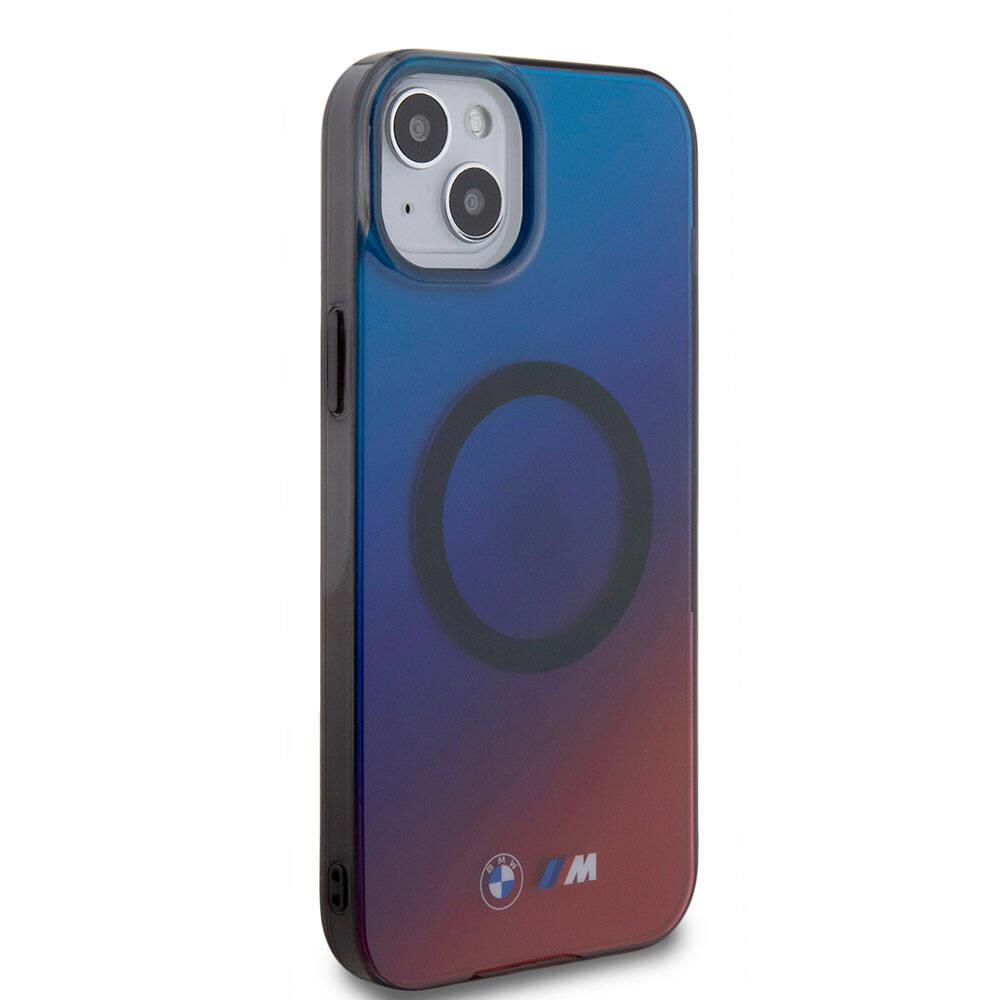 Apple iPhone 15 Plus Kılıf BMW M-safe Şarj Özellikli Transparan Renk Geçişli Dizayn Orjinal Lisanslı Kapak