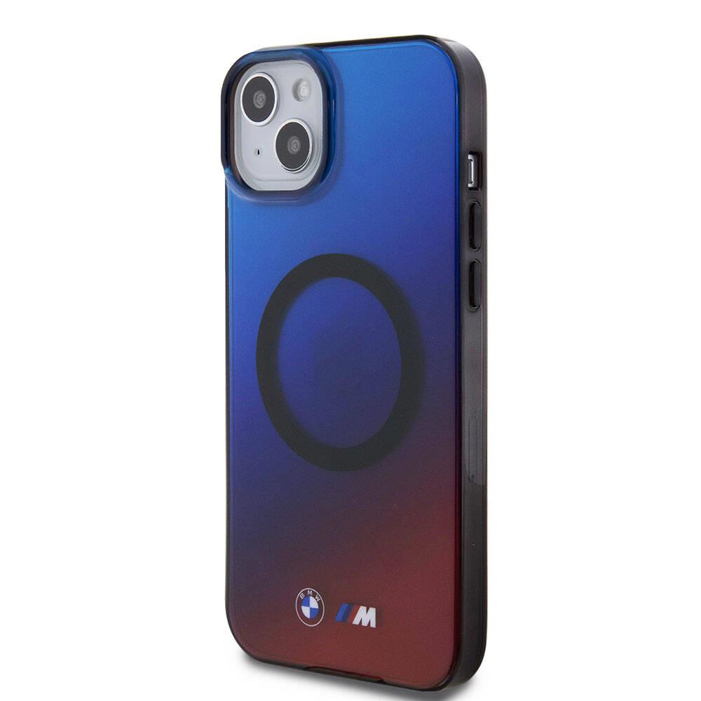 Apple iPhone 15 Plus Kılıf BMW M-safe Şarj Özellikli Transparan Renk Geçişli Dizayn Orjinal Lisanslı Kapak
