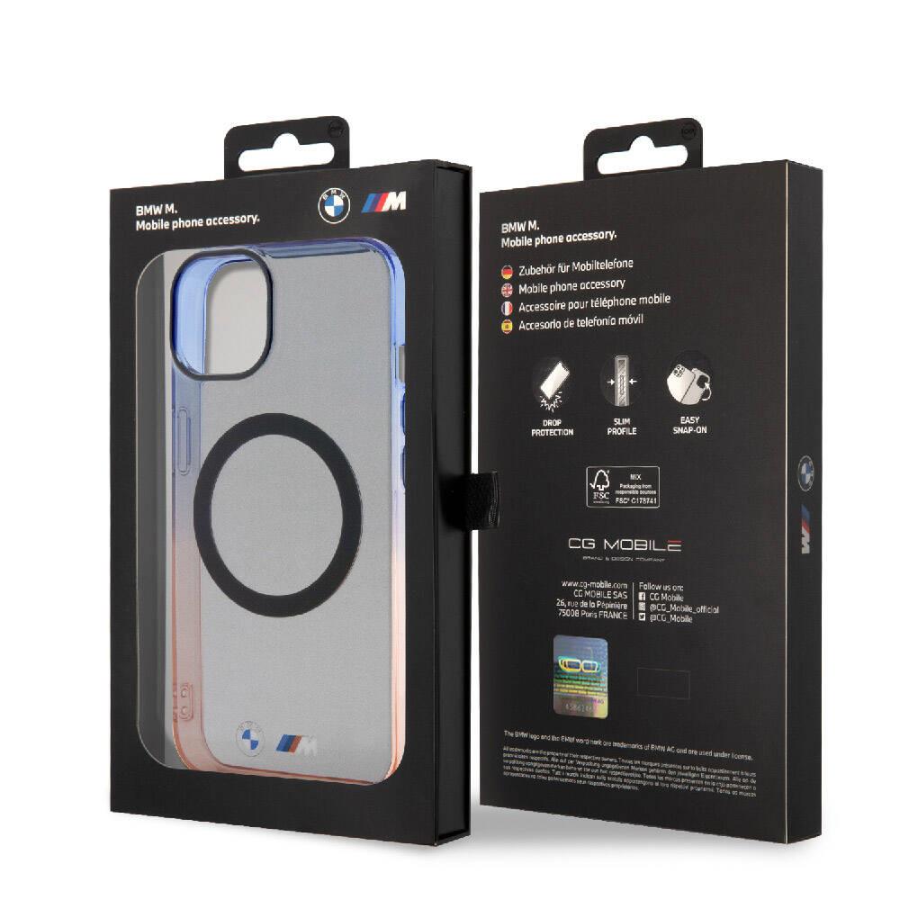 Apple iPhone 15 Plus Kılıf BMW M-safe Şarj Özellikli Transparan Renkli Çerçeveli Orjinal Lisanslı Kapak