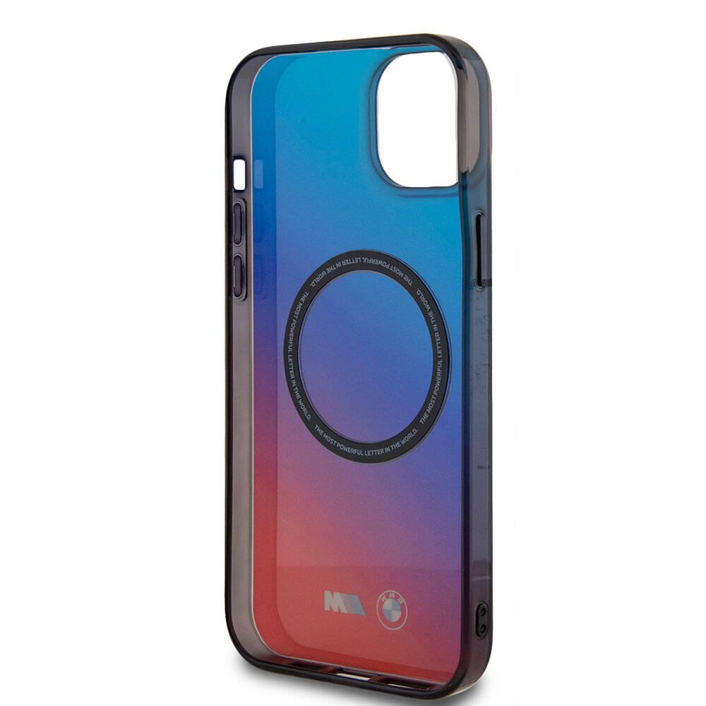Apple iPhone 15 Plus Kılıf BMW M-safe Şarj Özellikli Transparan Renk Geçişli Dizayn Orjinal Lisanslı Kapak
