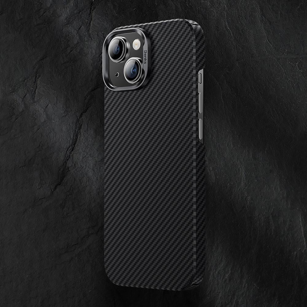 Apple iPhone 15 Plus Kılıf M-safe Özellikli Karbon Fiber Benks Essential ArmorAir 600D Kevlar Kapak