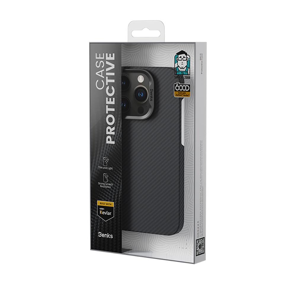 Apple iPhone 15 Plus Kılıf M-safe Özellikli Karbon Fiber Benks Essential ArmorAir 600D Kevlar Kapak