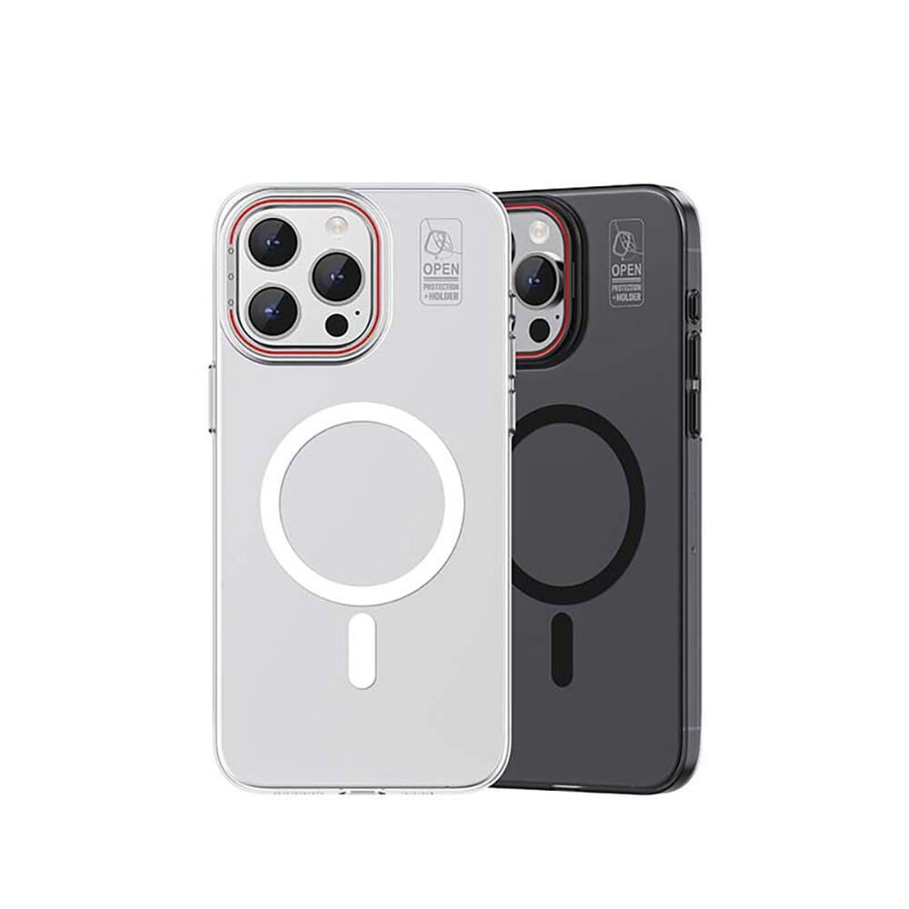 Apple iPhone 15 Plus Kılıf M-safe Şarj Özellikli Standlı Metal Kamera Çerçeveli Mat Recci Glaze Serisi Kapak