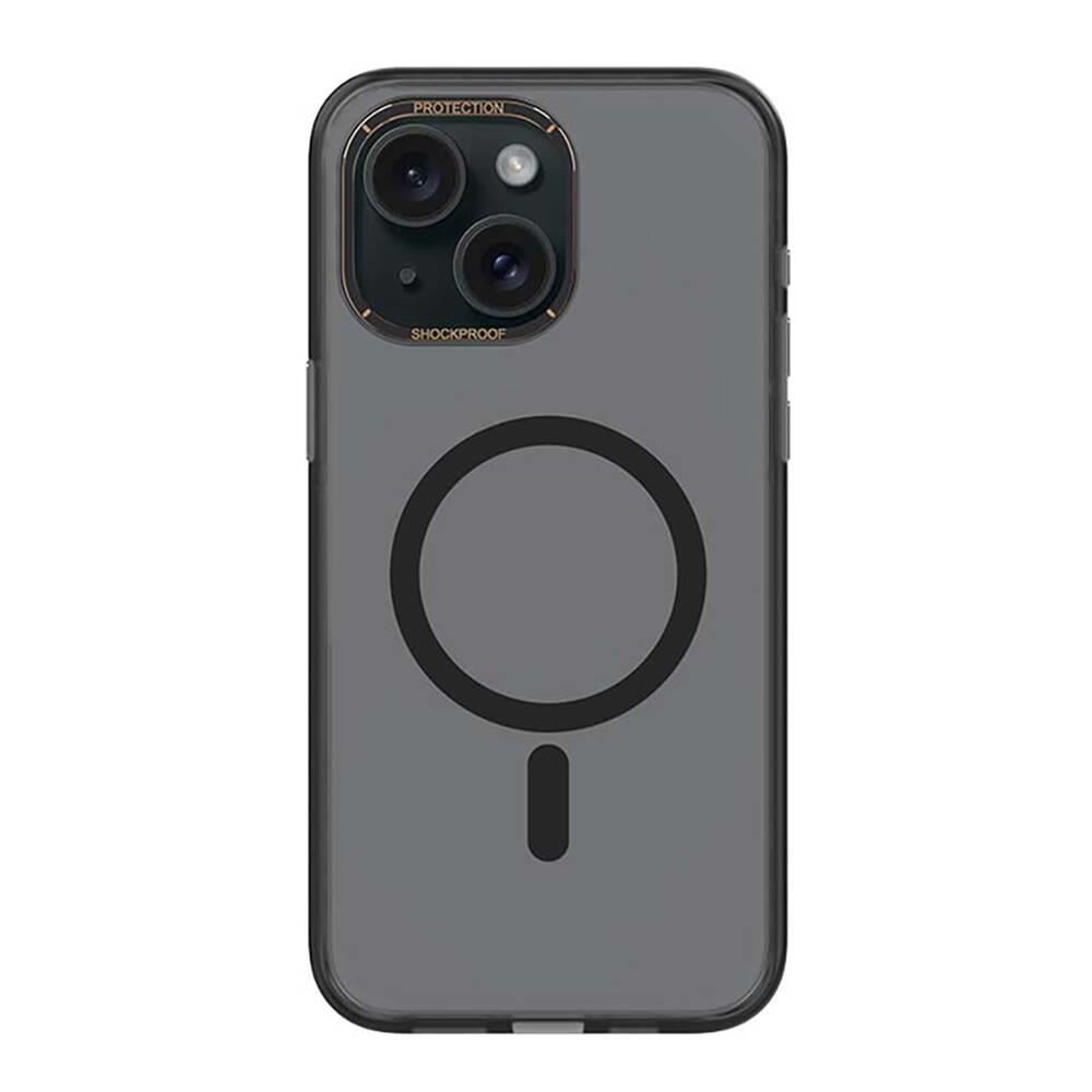 Apple iPhone 15 Plus Kılıf M-safe Şarj Özellikli Cam Arka Yüzey Recci Michelin Serisi Kapak
